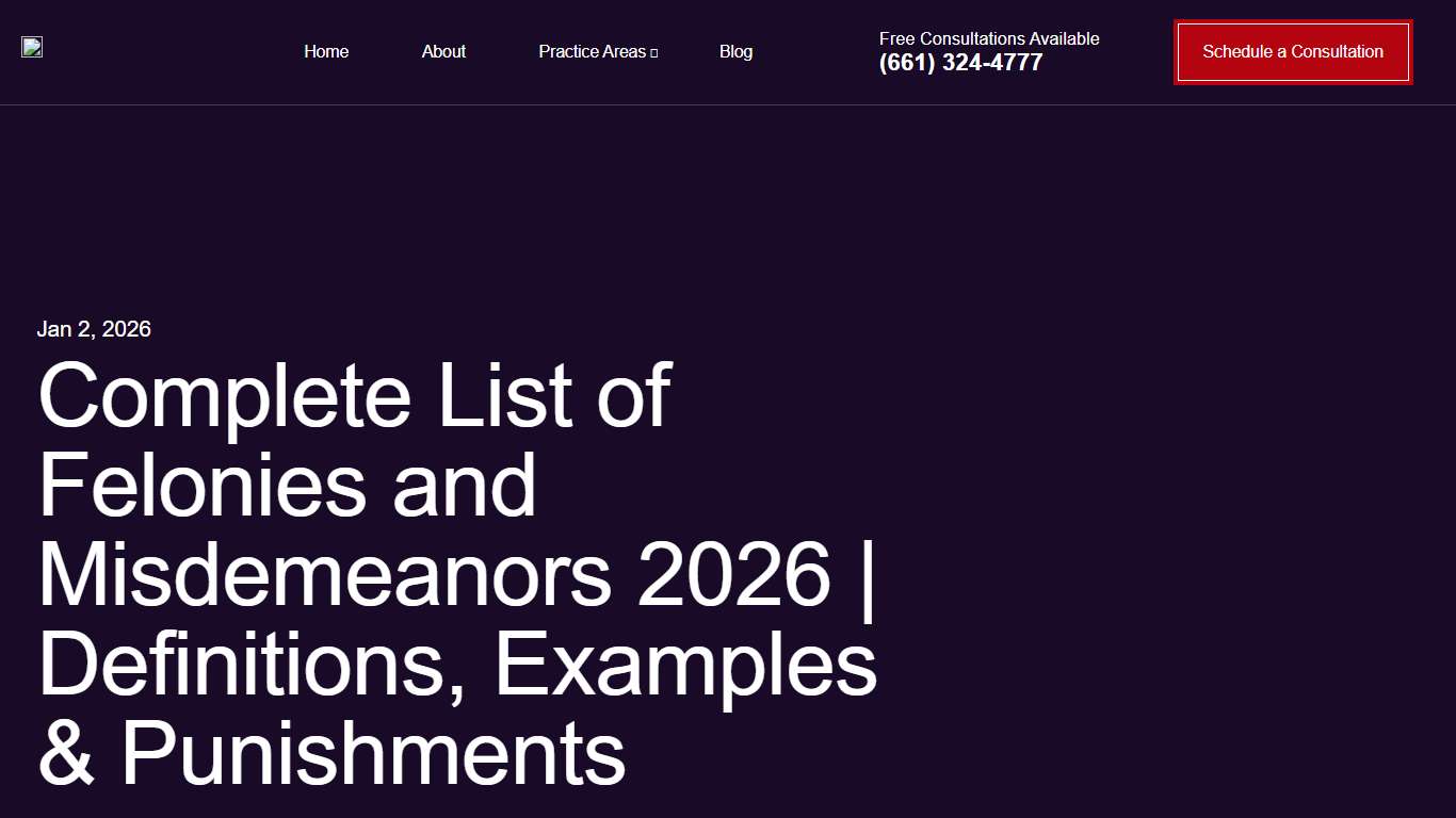 Compelete List of Felonies and Misdemeanors - Law Office of David L. Faulkner